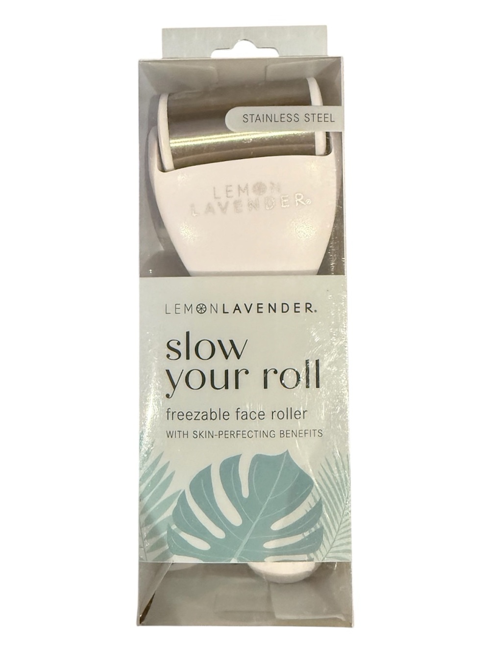 Lemon Lavender Slow Your Roll Freezable Face Roller - White Stainless Steel